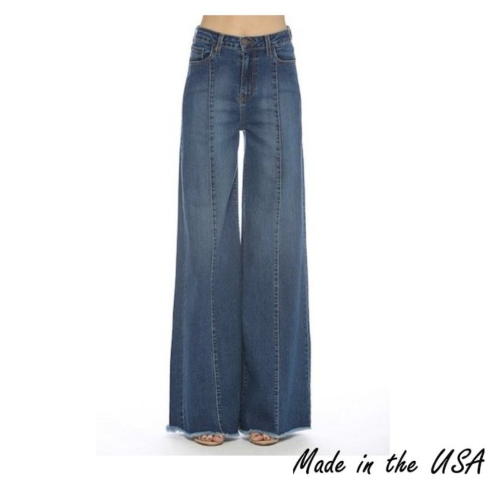 Premium Denim Front Seam High Waist Flare Leg